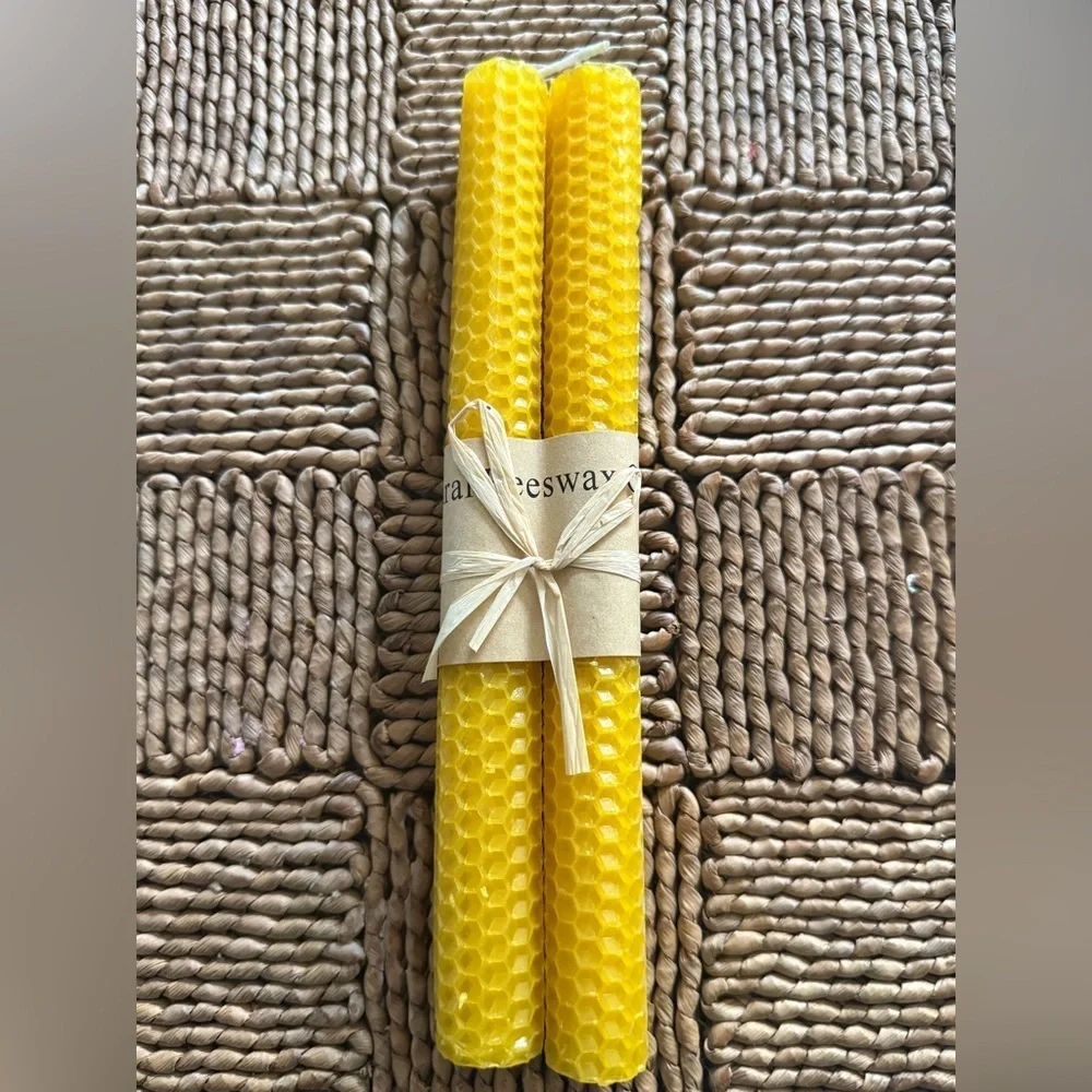8 Lacaser Candles PURE BEESWAX ( BEES WAX ) 9'' TAPER HANDMADE Natural